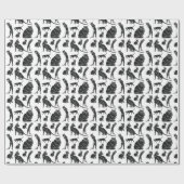 白黒キャッツ誕生日 ラッピングペーパー (フラット)