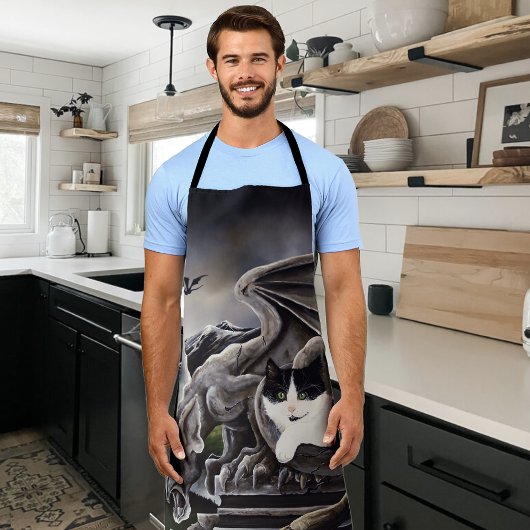 白黒キャットガルゴイル エプロン