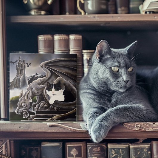 白黒キャットガルゴイル タイル