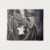 白黒キャットガルゴイル タペストリー (正面(横))