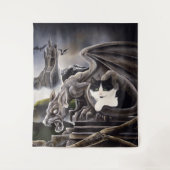 白黒キャットガルゴイル タペストリー (正面)