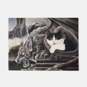 白黒キャットガルゴイル ドアマット (正面)