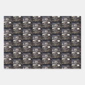 白黒キャットガルゴイル ラッピングペーパーシート (正面)