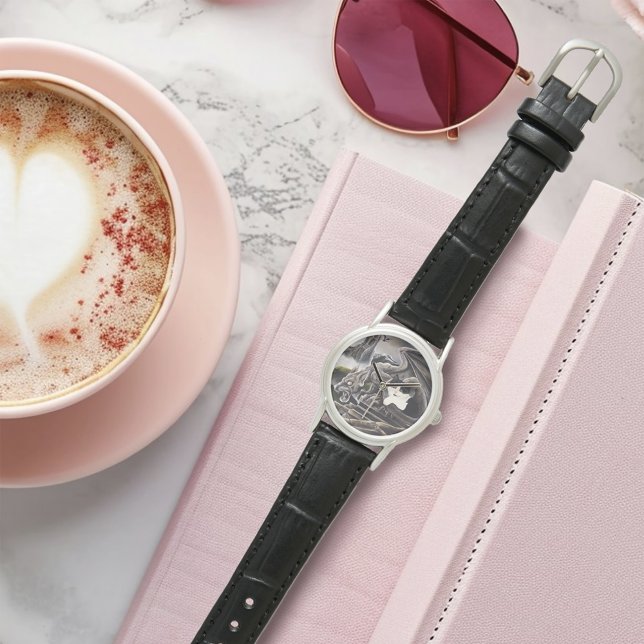 白黒キャットガルゴイル 腕時計 (クリエイターアップロード済み)