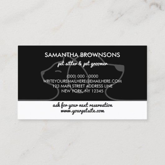 白黒キャットドッグペットの足の割引ロイヤリティ 名刺 (裏面)