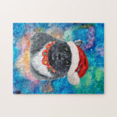 白黒キャットホリデークリスマスプレゼント ジグソーパズル (横)