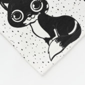 白黒キャットモノグラムブロックプリント フリースブランケット (角)