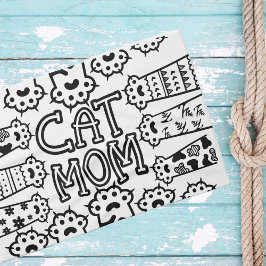 白黒キャットモマポープリントデザイン キッチンタオル