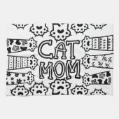 白黒キャットモマポープリントデザイン キッチンタオル (横)