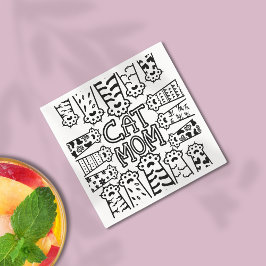 白黒キャットモマポープリントデザイン スタンダードカクテルナプキン