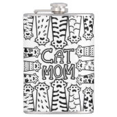 白黒キャットモマポープリントデザイン フラスク (正面)
