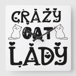 白黒キャット熱狂するレディことわざ スクエア壁時計