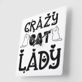 白黒キャット熱狂するレディことわざ スクエア壁時計 (傾斜)