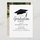 白黒キャップ写真卒業 招待状 (正面/裏面)