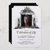 白黒キャンドルの写真 お祝いのセレブレーション 招待状 (正面/裏面)