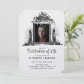 白黒キャンドルの写真 お祝いのセレブレーション 招待状 (スタンド正面)