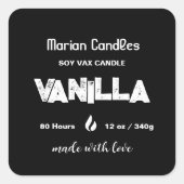 白黒キャンドルパーソナライズされたラベル スクエアシール (正面)