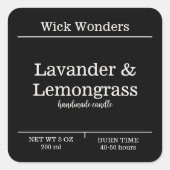 白黒キャンドルミニマル製造ラベル スクエアシール (正面)