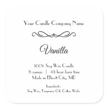 白黒キャンドルラベルフローリッシュスワールミニマリスト