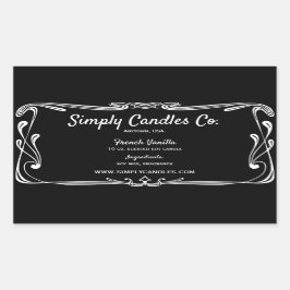 白黒キャンドル縁どの瓶ラベル 長方形シール