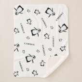 白黒キュートペンギンパーソナライズされたベビー シェルパブランケット (正面)