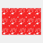 白黒キューピッドハートパターン ラッピングペーパーシート (正面3)