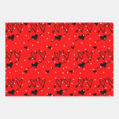 白黒キューピッドハートパターン ラッピングペーパーシート (正面2)