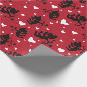 白黒キューピッドパターンバレンタイン ラッピングペーパー (角)