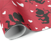 白黒キューピッドパターンバレンタイン ラッピングペーパー (ロールコーナー)