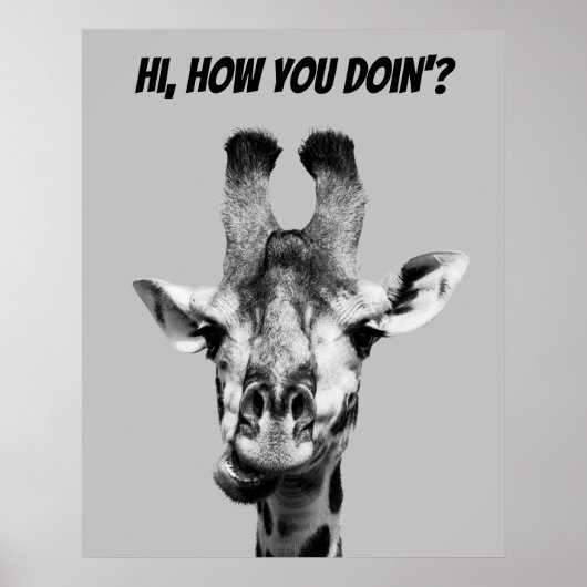 白黒キリンおもしろいポスター ポスター (正面)