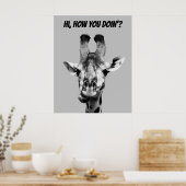 白黒キリンおもしろいポスター ポスター (キッチン)