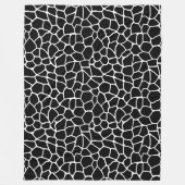 白黒キリンのプリント動物パターン フリースブランケット (正面)