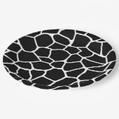 白黒キリンのプリント動物パターン ペーパープレート (アングル)