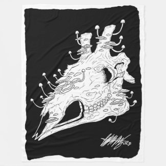 白黒キリンスカル フリースブランケット