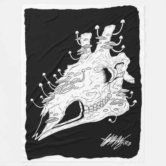 白黒キリンスカル フリースブランケット (正面)