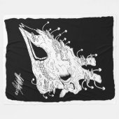 白黒キリンスカル フリースブランケット (正面(横))