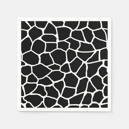 白黒キリンプリント動物模様 スタンダードカクテルナプキン (正面)