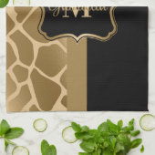 白黒キリン柄 キッチンタオル (折り畳み)