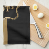 白黒キリン柄 キッチンタオル (四つ折り)