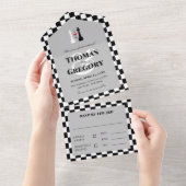 白黒キングスチェスピースゲイ オールインワン招待状 (貼ってはがせる)