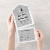 白黒キングチェスピースゲイ オールインワン招待状 (貼ってはがせる)