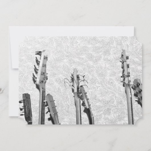 白黒ギターズ·ミュージック·フ結婚ェザーズ 招待状 (裏面)