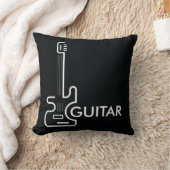 白黒ギターデザイン装飾用クッション クッション (ブランケット)
