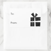 白黒ギフトラベル 長方形シール (バッグ)