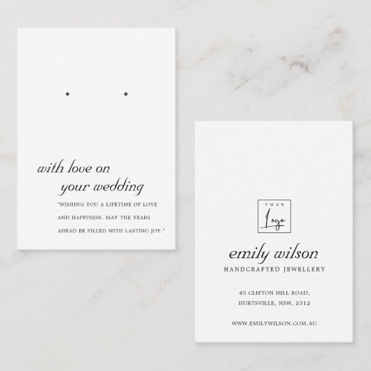 白黒ギフト用結婚イヤリングディスプレイカード プレイスカード (正面/裏面)