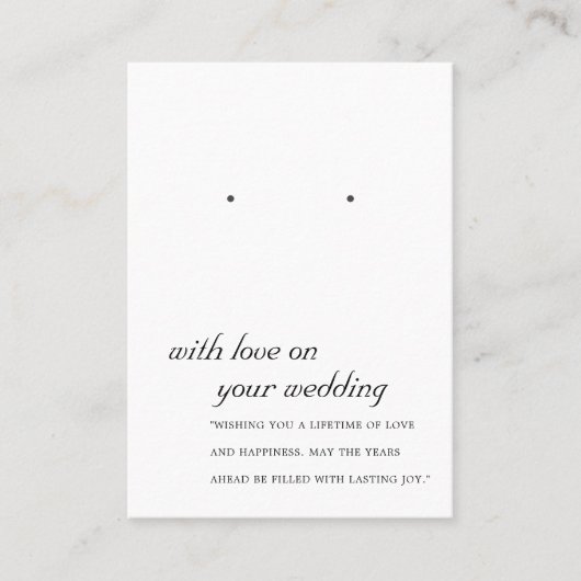 白黒ギフト用結婚イヤリングディスプレイカード プレイスカード (正面)