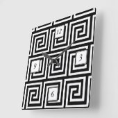 白黒ギリシャの主パターン スクエア壁時計 (傾斜)