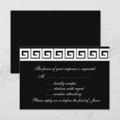 白黒ギリシャ人の鍵RSVPカード 出欠カード (正面/裏面)