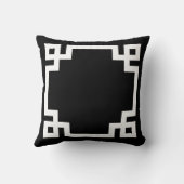 白黒ギリシャ語鍵スクリプトモノグラム クッション (裏面)
