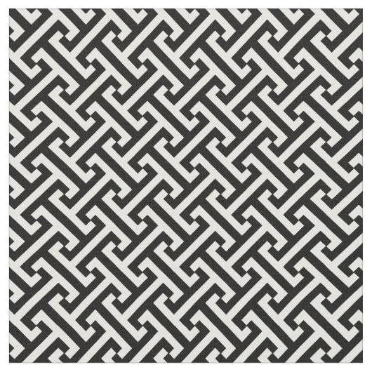 白黒ギリシャ語鍵パターン ファブリック (クローズアップ)